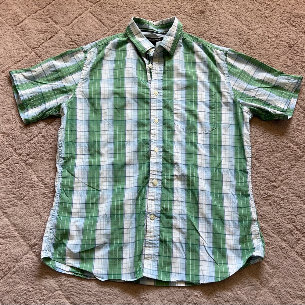 Banana‎ Republic Plaid Button Down Shirt Preppy Western Rodeo Men's Size M